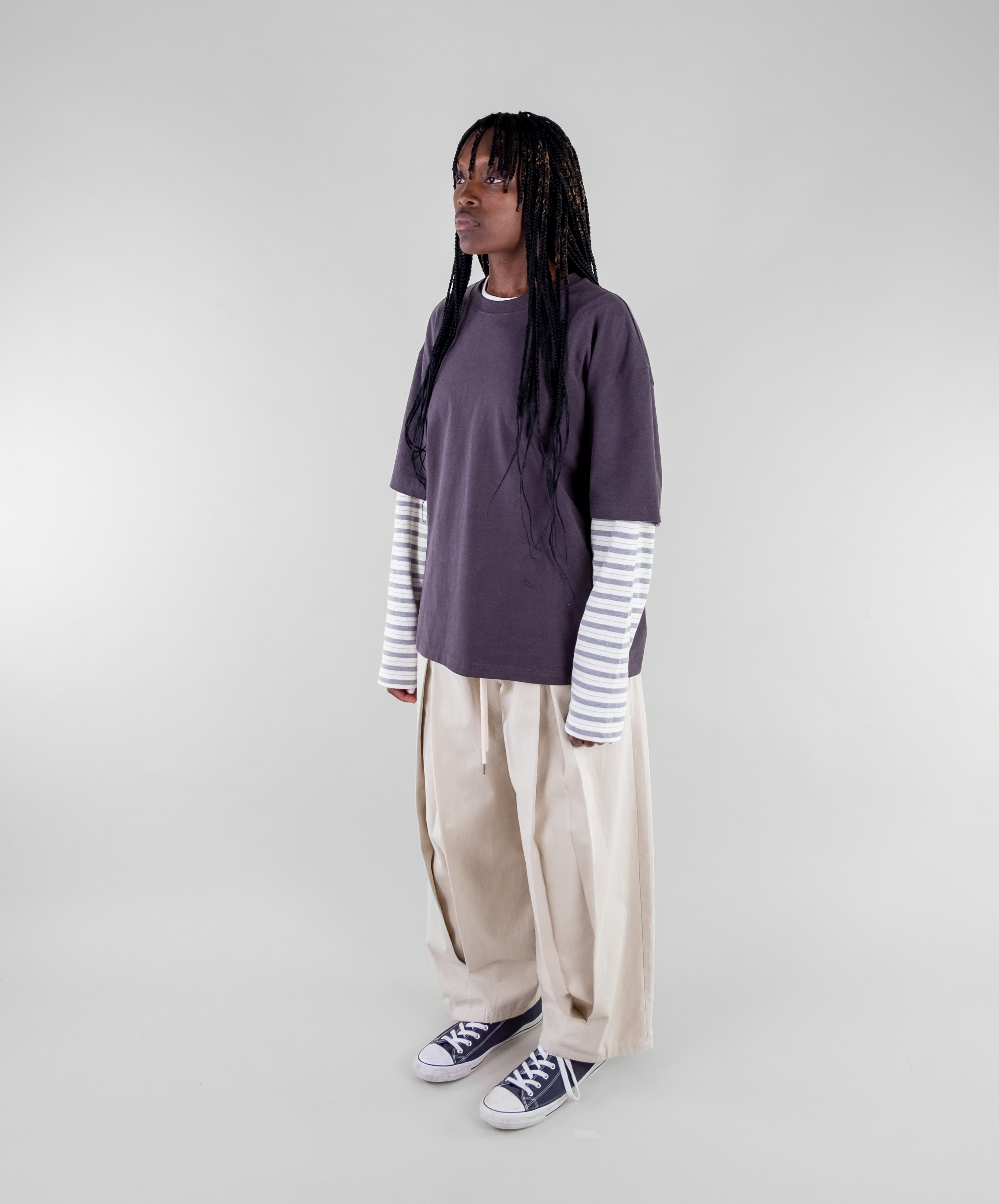 Box Pleat Cotton Trousers