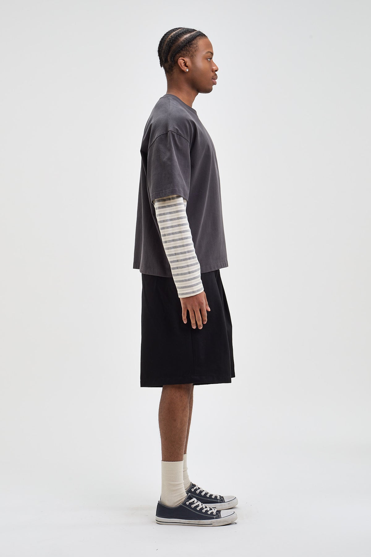 Layered Stripe Sleeve T-Shirt
