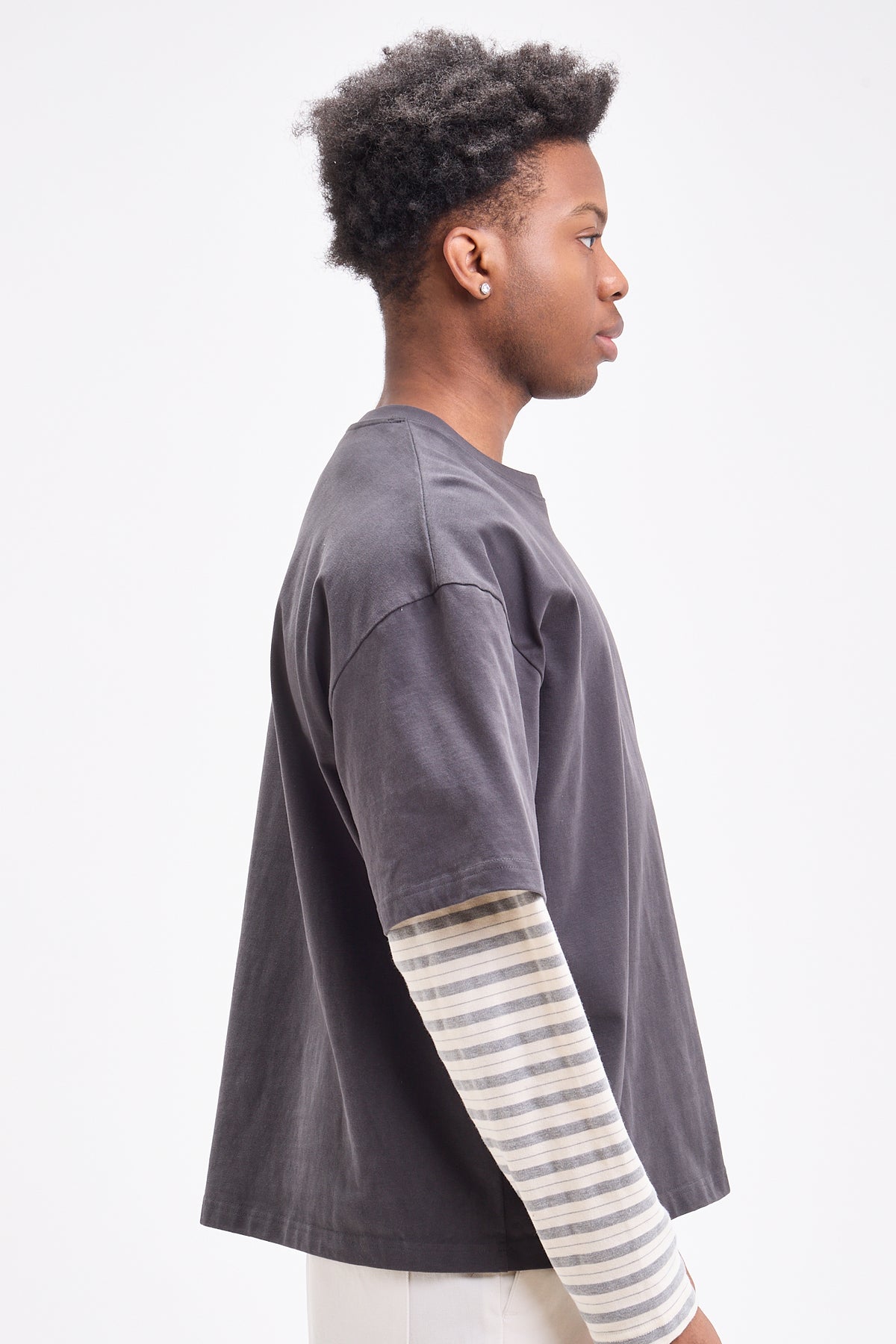 Layered Stripe Sleeve T-Shirt