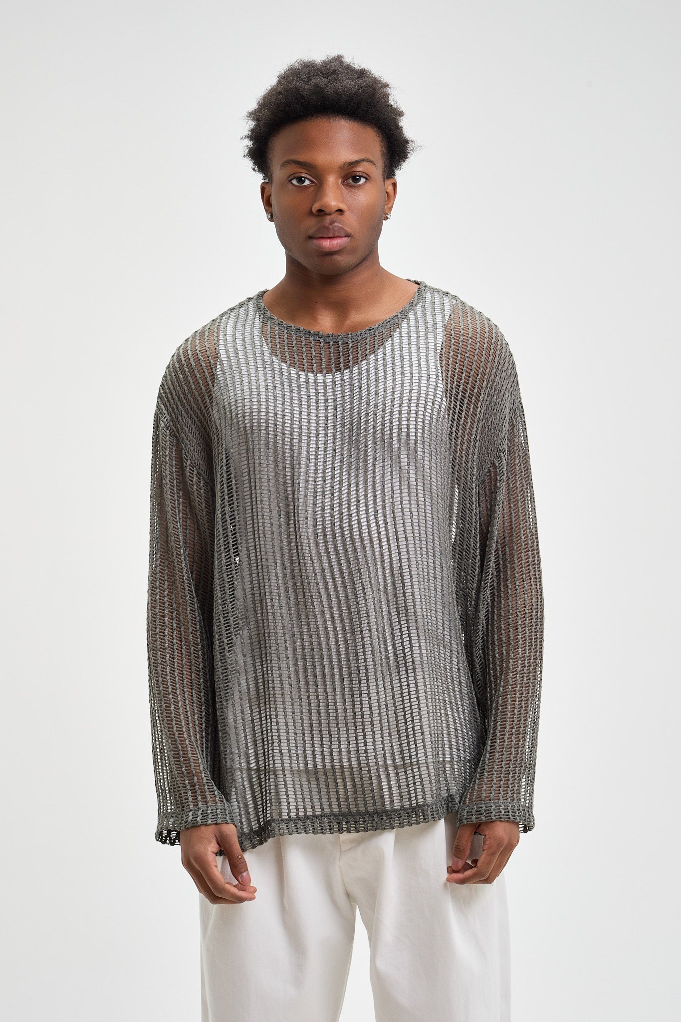 トップス Future archive mesh knit shirt Mesh Long Sleeve Tee – Newkid Archive