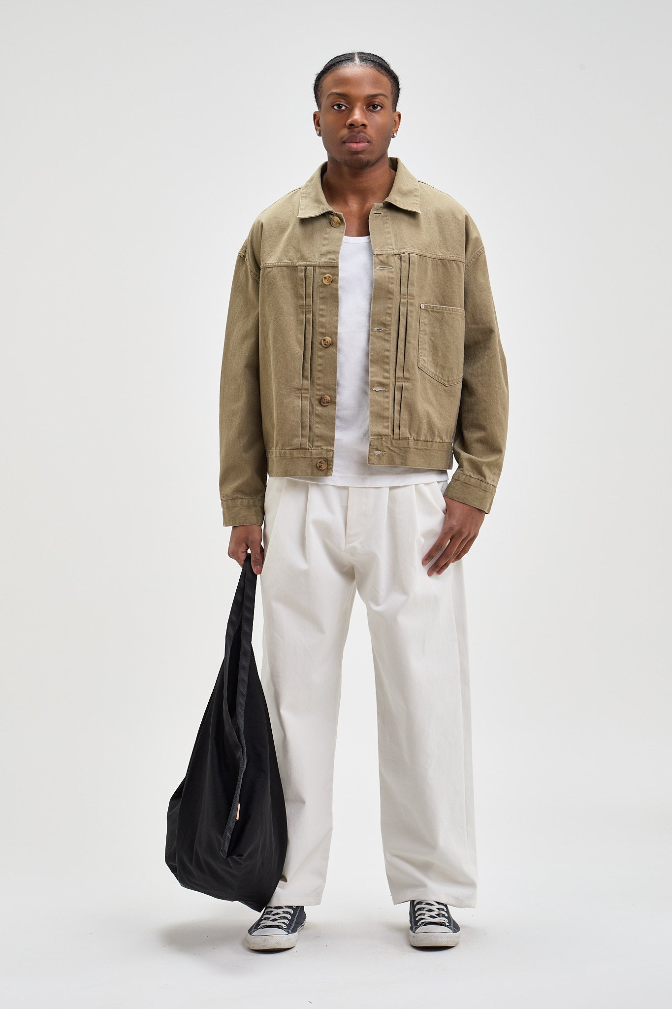 Pleated Cotton Trousers