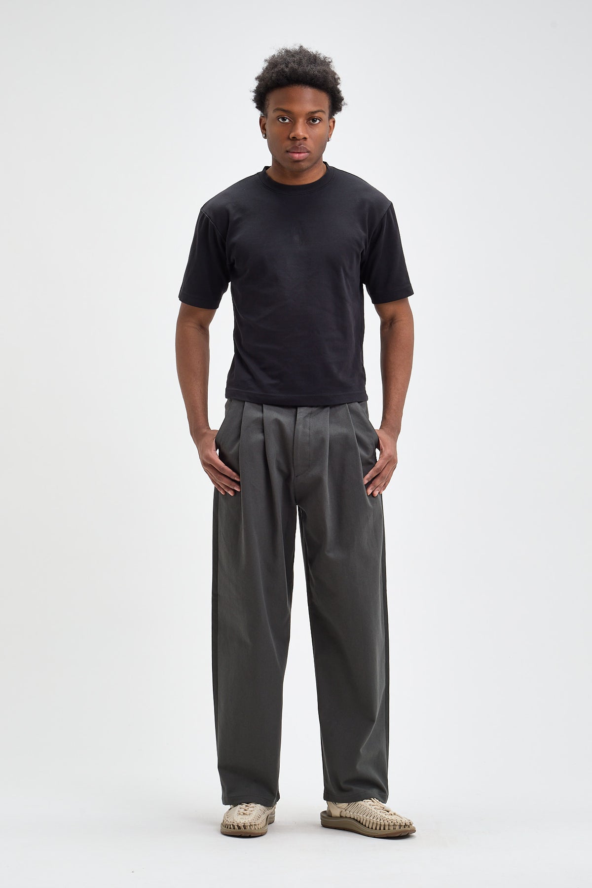 Pleated Cotton Trousers