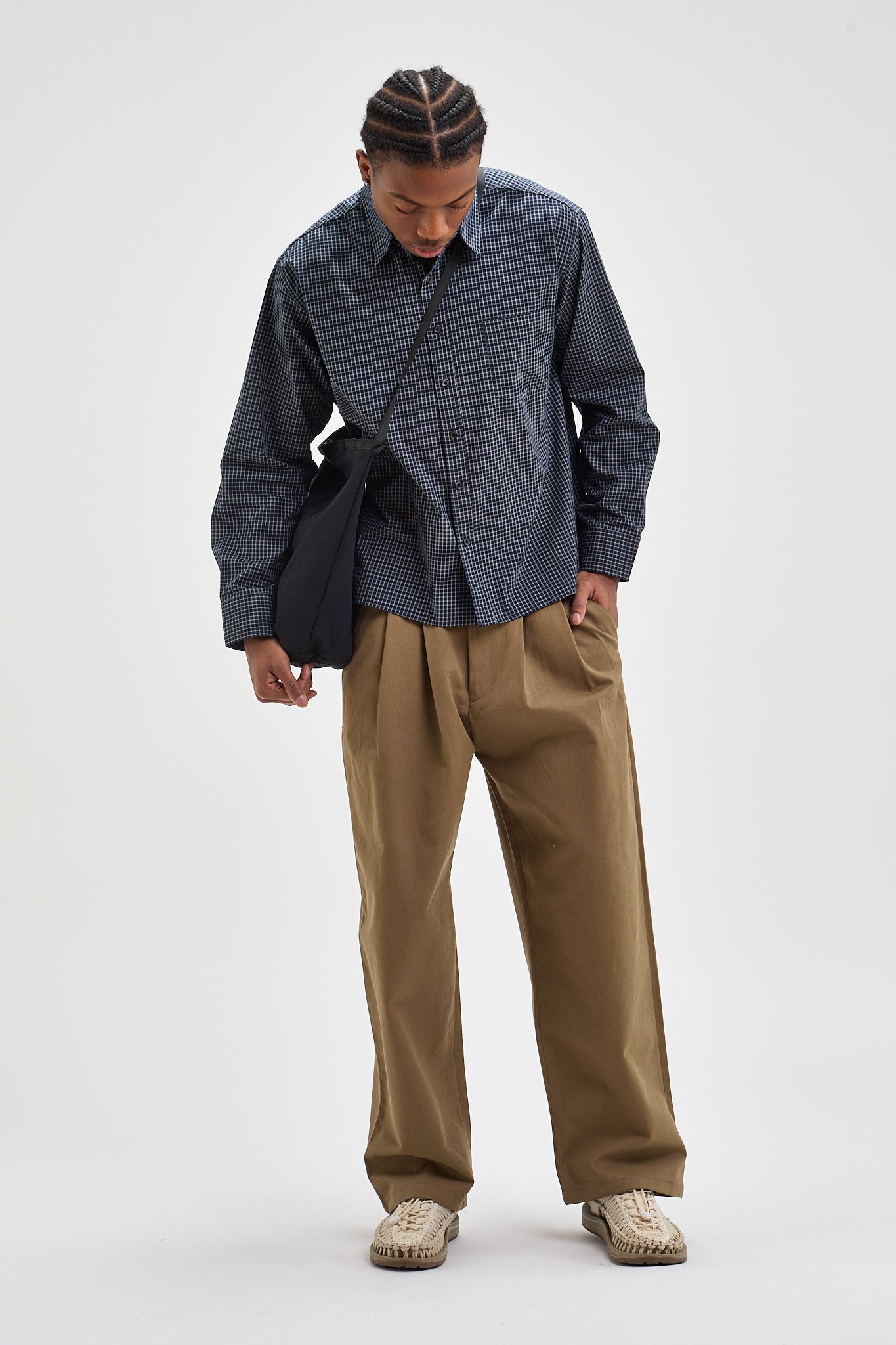 Pantalon en coton à plis