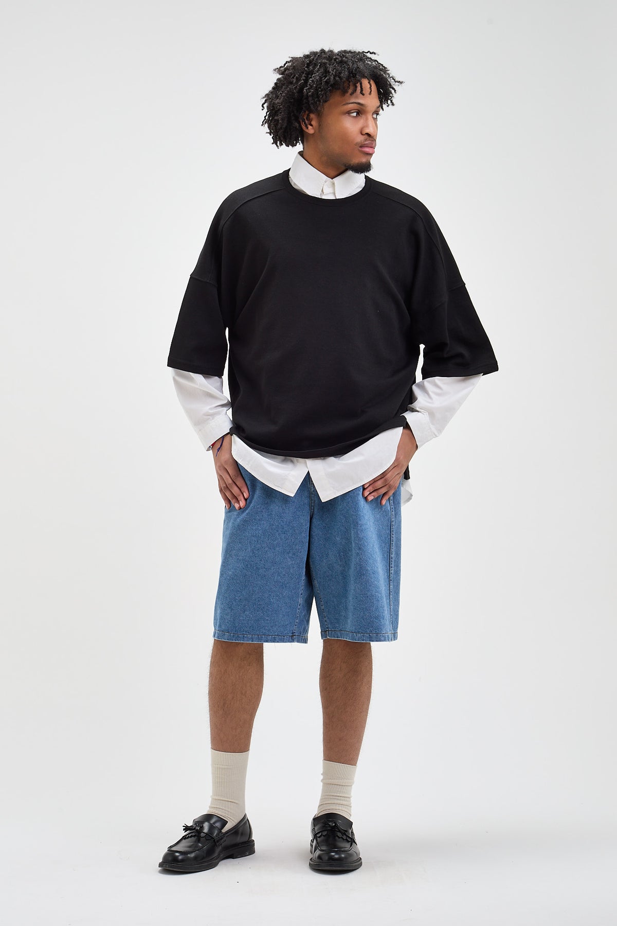 Wide Denim Shorts